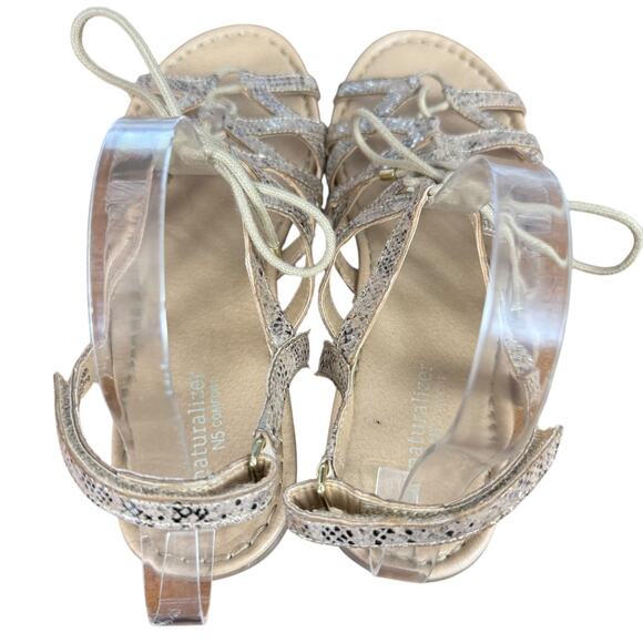 Naturalizer N5 Comfort Whimsy Golden Snakeskin Gladiator Sandals Shoes Flats 11 - Picture 10 of 16